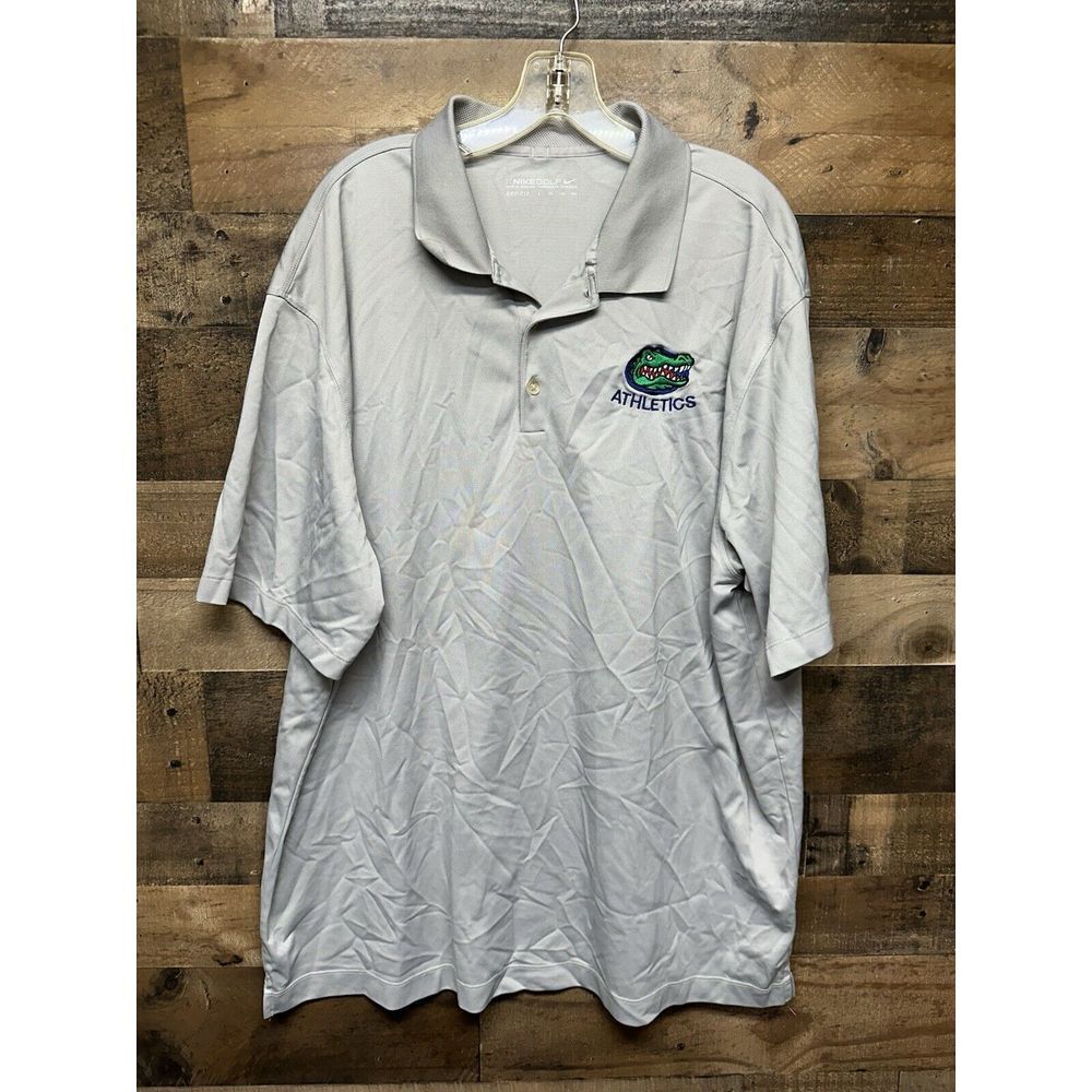 Florida Gators NCAA Football Nike Polo Shirt Mens 2XL Gray Dri Fit Performance